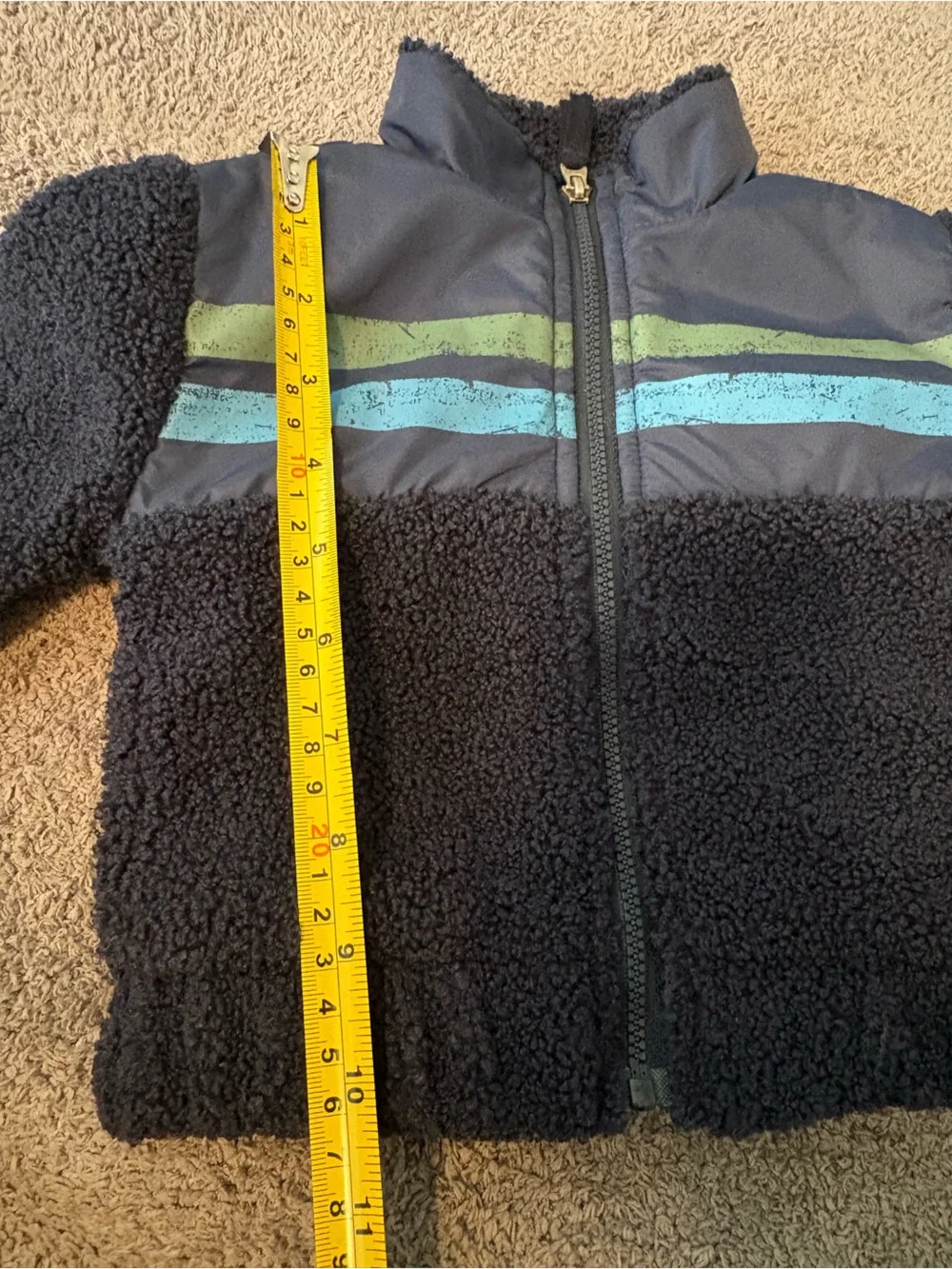 NWT Splendid Baby Boys Racing Stripe Sherpa Jacket Navy 3-6M